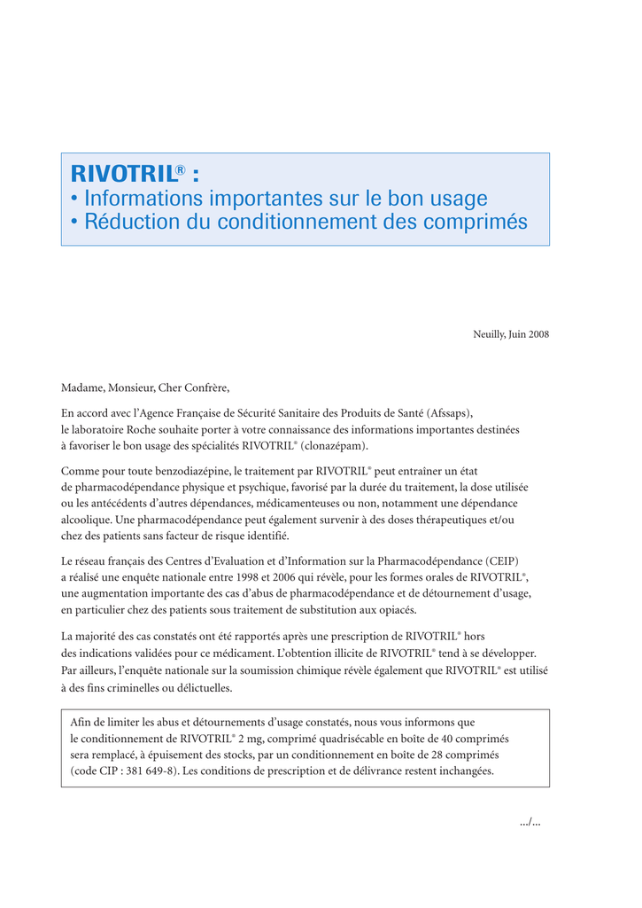Rivotril moins cher