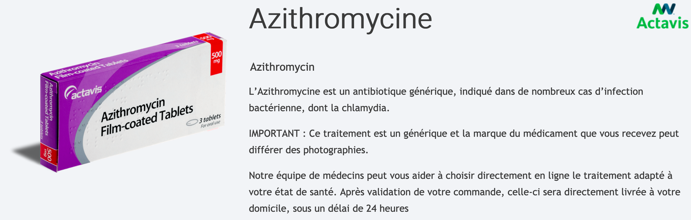 Acheter azithromycin générique
