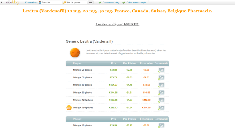 Levitra 20mg en pharmacie